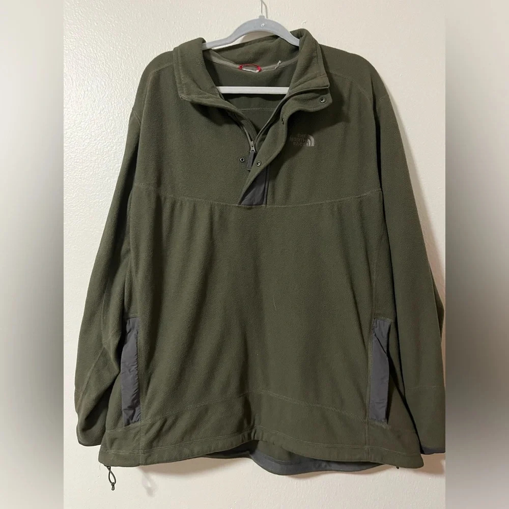 The North Face Cragmont quarter snap fleece olive army green measures as size 2x